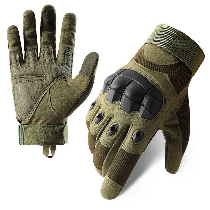 Tactical Gloves Mens Cos Outdoor Sports Mountaineering Full Finger Cut-resistant Wear-resistant Exhithat Protection Training Riding Motorcycle Zs-002 military green 