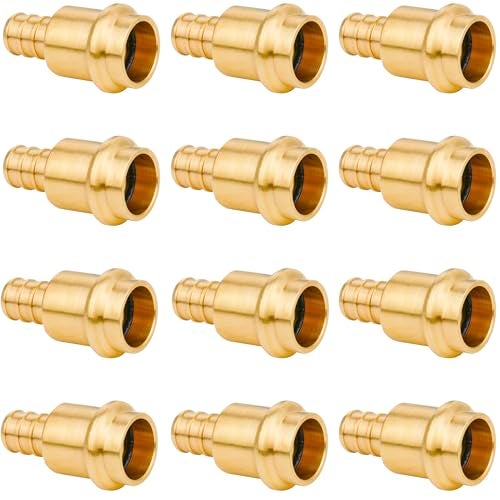 WHK 12 Pack 1/2" Press Propress x 1/2" PEX Adapter Crimp Fittings Brass Coupling Connect from Cooper to Pex B Pipe（Lead-Free,pro press copper to pex adapter) - Image 1