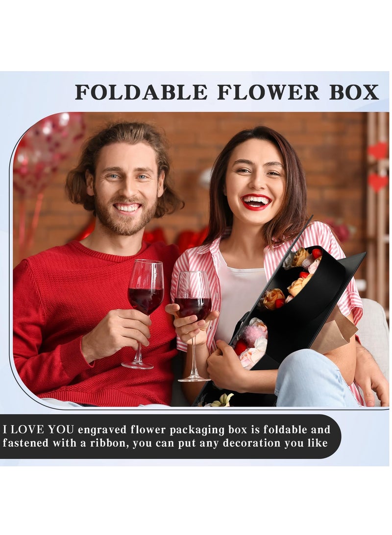 SOLARAE 2 Pcs i Love You Flower Box with Lids for Arrangements Floral Waterproof Sturdy Cardboard I Love You Letter Shaped Gift Boxes Florist Packaging Wrap for Valentine's Day WeddingÔºàNot worthy of flowersÔºâ - Image 4