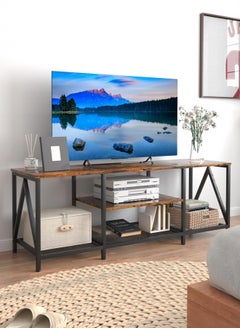 HXDream TV Stand Table For TV Up To 75 Inch Storage Shelves Modern Entertainment Center and Industrial Media TV Console Table for Home Living Room  - Image 1