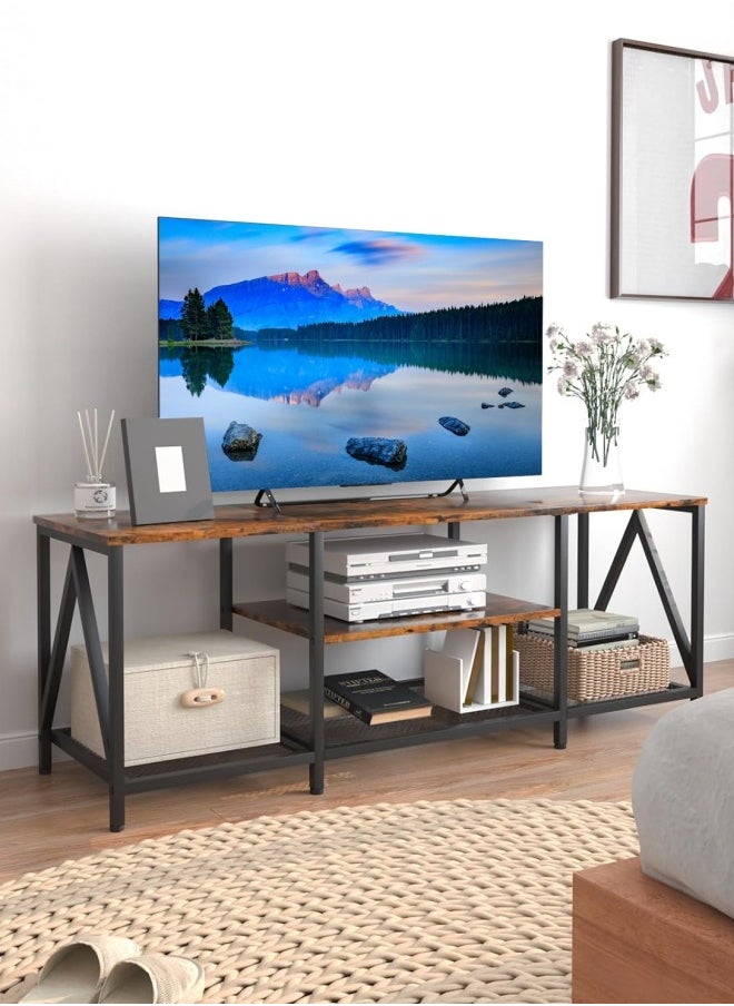 HXDream TV Stand Table For TV Up To 75 Inch Storage Shelves Modern Entertainment Center and Industrial Media TV Console Table for Home Living Room  - Image 1