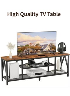 HXDream TV Stand Table For TV Up To 75 Inch Storage Shelves Modern Entertainment Center and Industrial Media TV Console Table for Home Living Room  - Image 2