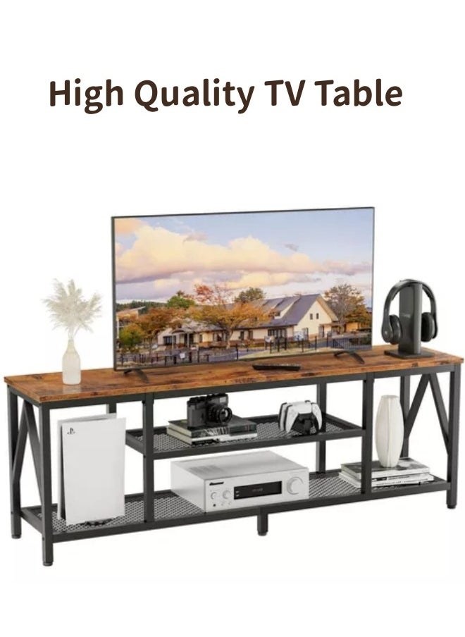 HXDream TV Stand Table For TV Up To 75 Inch Storage Shelves Modern Entertainment Center and Industrial Media TV Console Table for Home Living Room  - Image 2