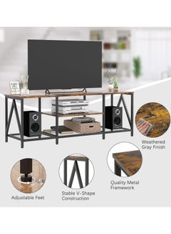 HXDream TV Stand Table For TV Up To 75 Inch Storage Shelves Modern Entertainment Center and Industrial Media TV Console Table for Home Living Room  - Image 4