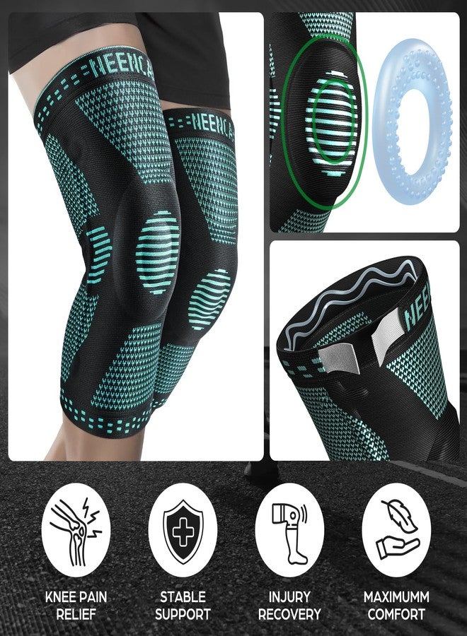 NEENCA Professional Knee Brace for Pain Relief, Medical Knee Support with Patella Pad & Side Stabilizers, Compression Knee Sleeve for Meniscus Tear, ACL, Joint Pain, Runner, Workout (Emerald, XXXL) - Image 3