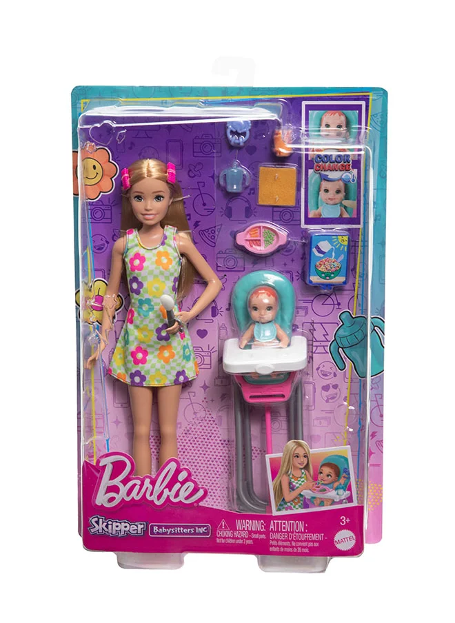 باربي Skipper™ Babysitters Inc.™ Doll and Playset - Feeding Baby (Blonde)