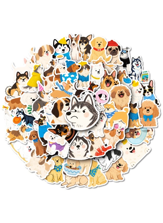 56 PCS Cute Hand Drawn Dogs Stickers for Kids Adults, Aesthetic Animal Stickers for Scrapbook Journal, Vinyl Dogs Decals for Laptop Water Bottles Classroom Prize Party Gift Scrapbook Supplies - Image 1