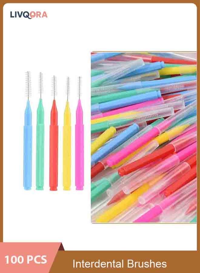 ليفقورا 100 قطعة فرشاة تنظيف الأسنان بين الأسنان، خيط الأسنان، عود تنظيف الأسنان، فرشاة تقويم الأسنان، أداة تنظيف الأسنان (ألوان متعددة) - Image 1