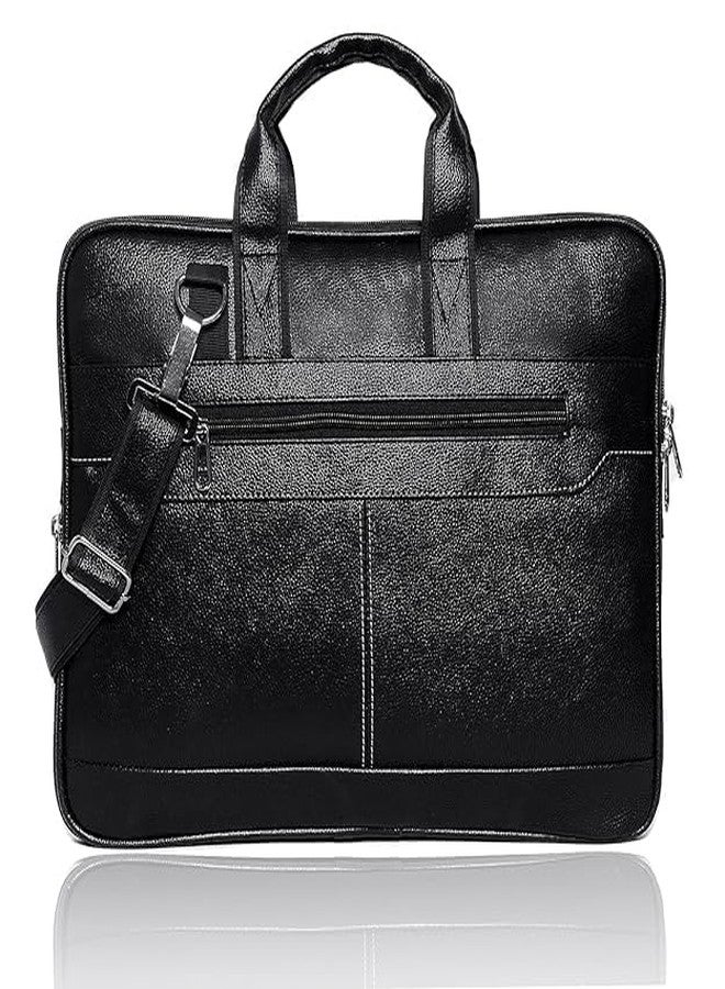 Laptop Bag for Men - Genuine Leather Office Bag, Briefcase Satchel Bag for Men | Fits 14/15.6/16 Inch Laptop | Expandable and Water Resistant Shoulder Bag with Trolley Strap - Image 1