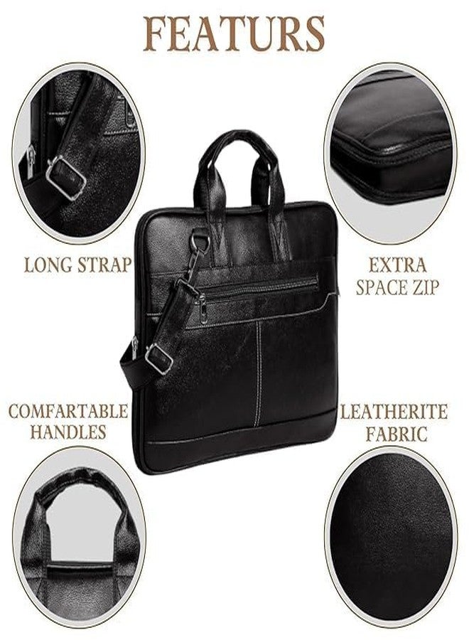 Laptop Bag for Men - Genuine Leather Office Bag, Briefcase Satchel Bag for Men | Fits 14/15.6/16 Inch Laptop | Expandable and Water Resistant Shoulder Bag with Trolley Strap - Image 5