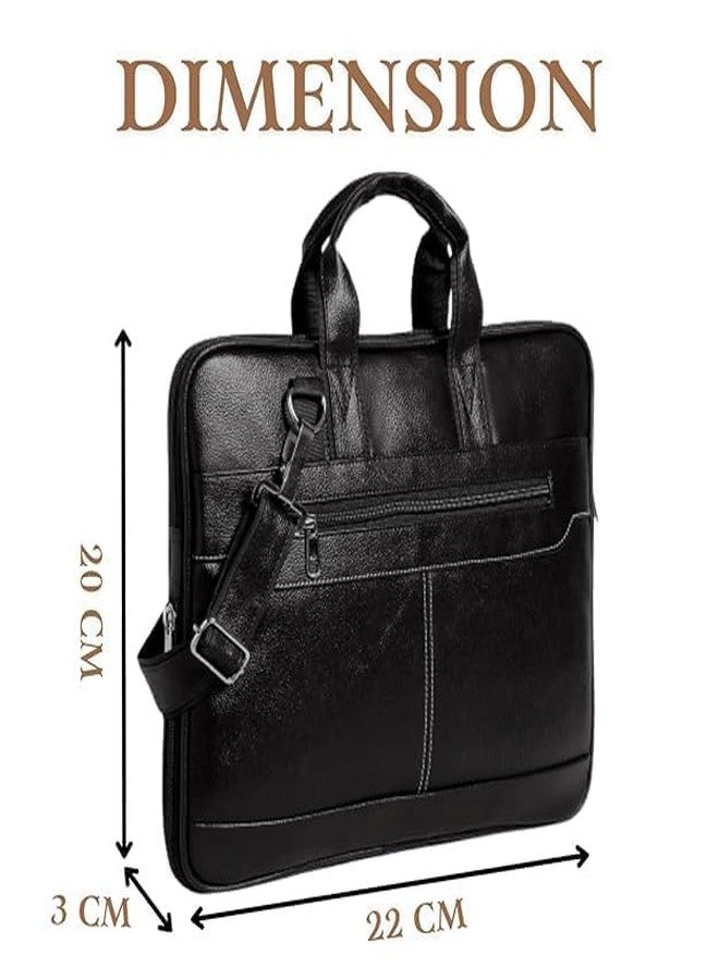 Laptop Bag for Men - Genuine Leather Office Bag, Briefcase Satchel Bag for Men | Fits 14/15.6/16 Inch Laptop | Expandable and Water Resistant Shoulder Bag with Trolley Strap - Image 2