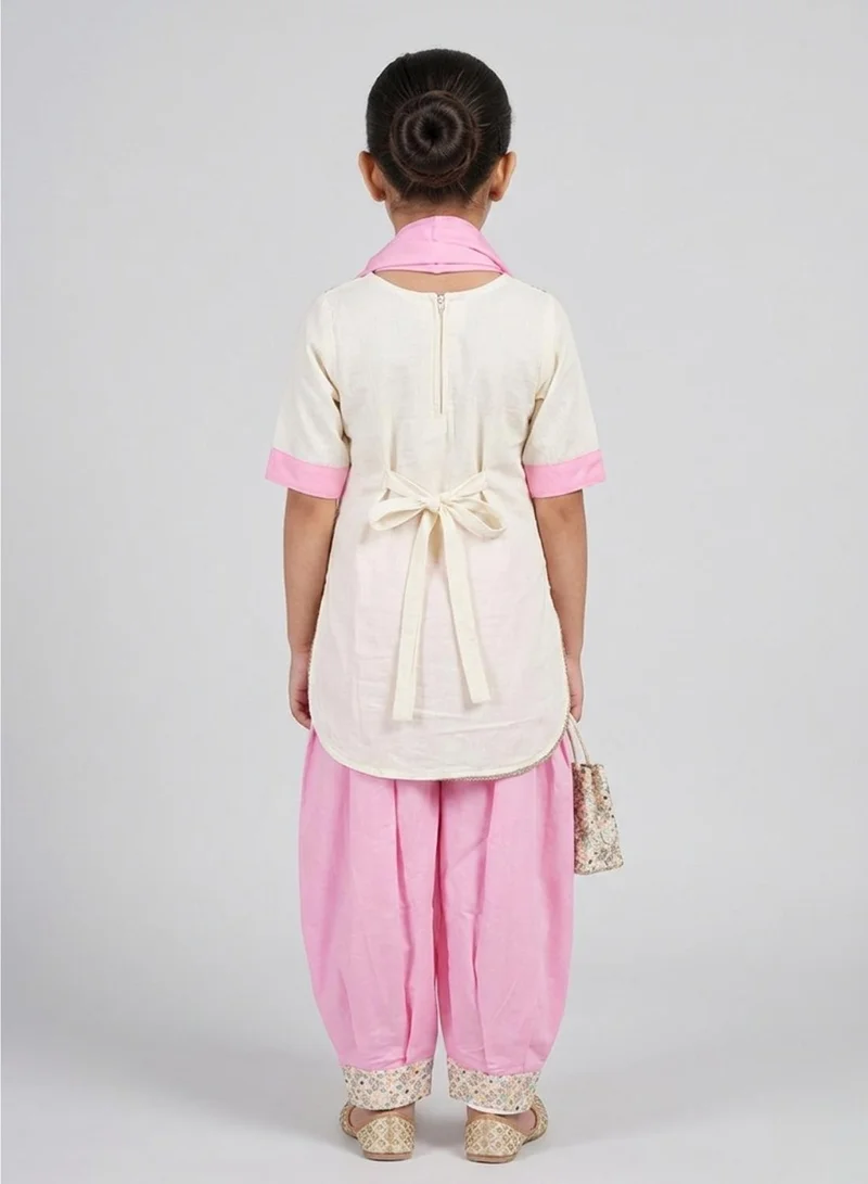 babyqlo Girls Pink Sleeveless Ethnic Set