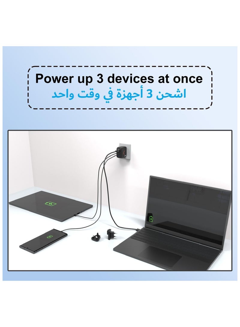 HAKK 70W GaN Fast Charger USB-C PD Wall Adapter | Compact Multi-Port Type-C Power Charger for MacBook Pro, MacBook Air, Laptop, iPhone 15/14/13, iPad Pro, Samsung Galaxy | Portable High-Speed Charging Brick - Image 4