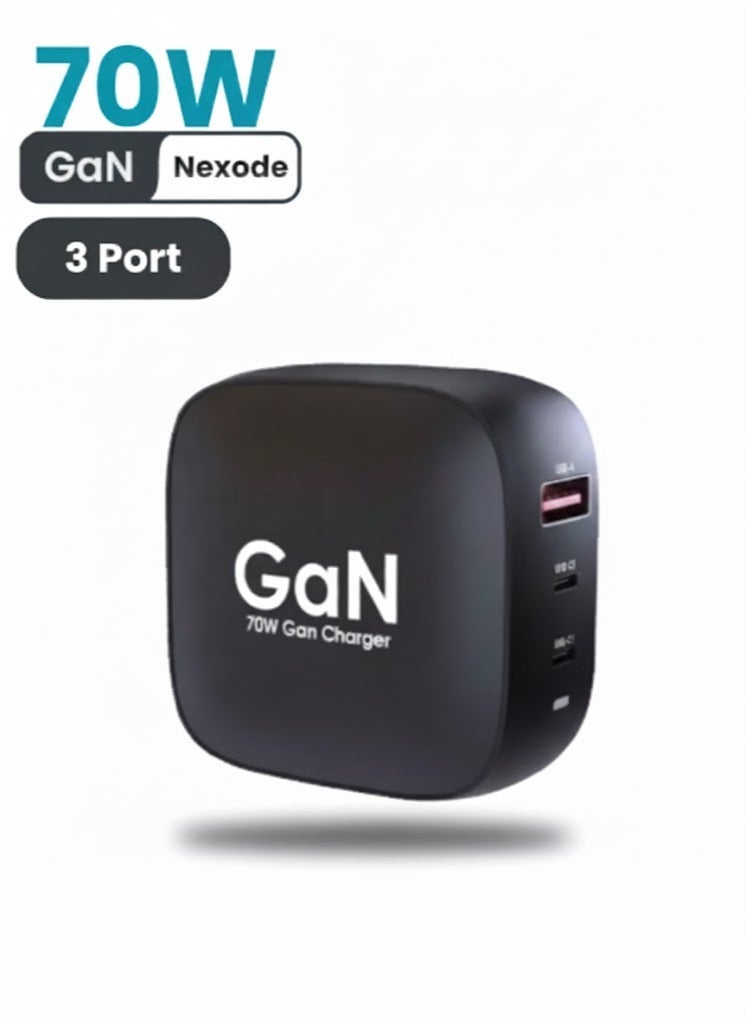 HAKK 70W GaN Fast Charger USB-C PD Wall Adapter | Compact Multi-Port Type-C Power Charger for MacBook Pro, MacBook Air, Laptop, iPhone 15/14/13, iPad Pro, Samsung Galaxy | Portable High-Speed Charging Brick - Image 2