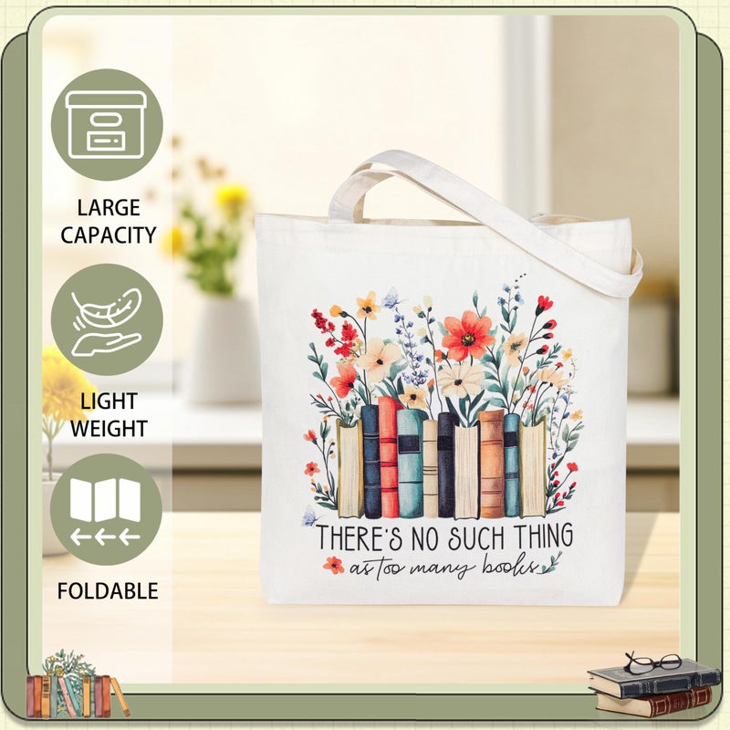 SiplyHaven Book Lover Gifts for Women Christmas, Thanksgiving, Birthday Gifts for Book Lovers Women Cute Canvas Tote Bag Makeup Bag - Reading Accessories, Librarian, Bookish, Readers - Image 5