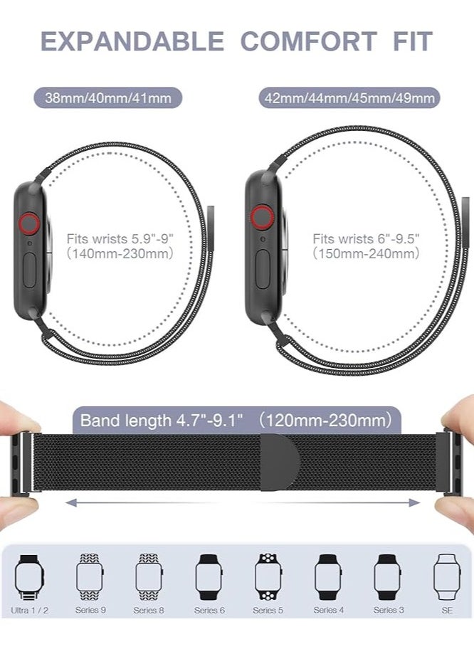 keloray - Stainless Steel Loop for Apple Watch Band 38mm 40mm 41mm 42mm 44mm 45mm 49mm, Magnetic Clasp Replacement Bands for iwatch Series Ultra SE 8 7 6 5 4 3 2 1, Women & Men Watch Strap for Apple（41/40/38mm） - Image 1