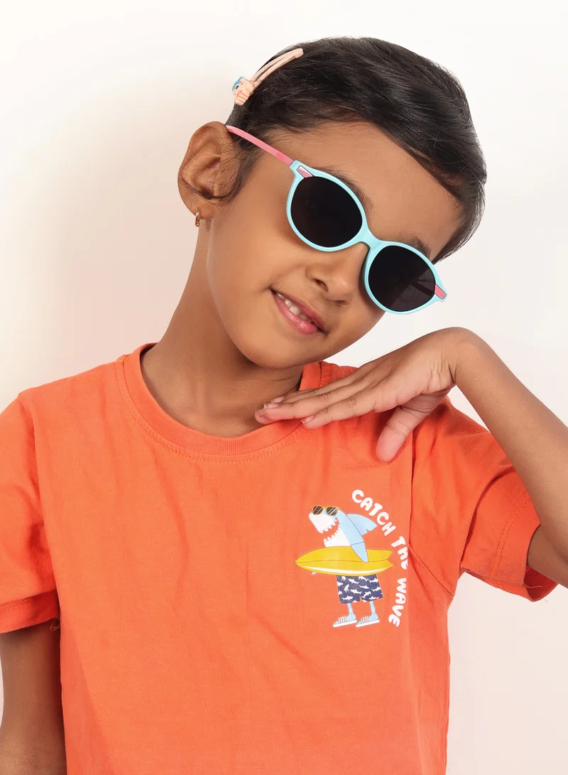 Woggles Stylish Pink & Blue Oval Kids Sunglasses