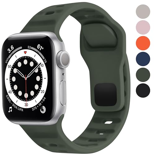 Fullmosa Soft Silicone Strap Compatible with Apple Watch Strap 49mm 46mm 45mm 44mm 42mm（Series 3/2/1,Sprot Band for iWatch Ultra3/2/1 SE3/2/1 Series 11 10 9 8 7 6 5 4 3 2 1,Army Green [NO Watch] - Image 1