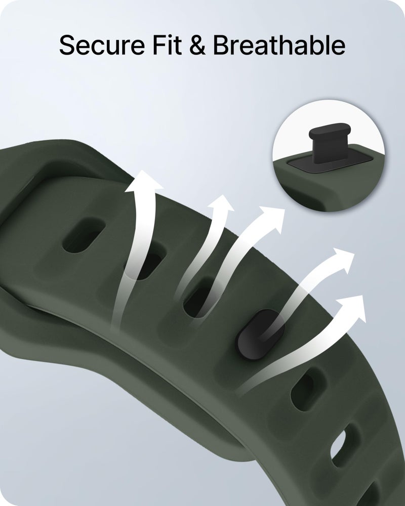 Fullmosa Soft Silicone Strap Compatible with Apple Watch Strap 49mm 46mm 45mm 44mm 42mm（Series 3/2/1,Sprot Band for iWatch Ultra3/2/1 SE3/2/1 Series 11 10 9 8 7 6 5 4 3 2 1,Army Green [NO Watch] - Image 4