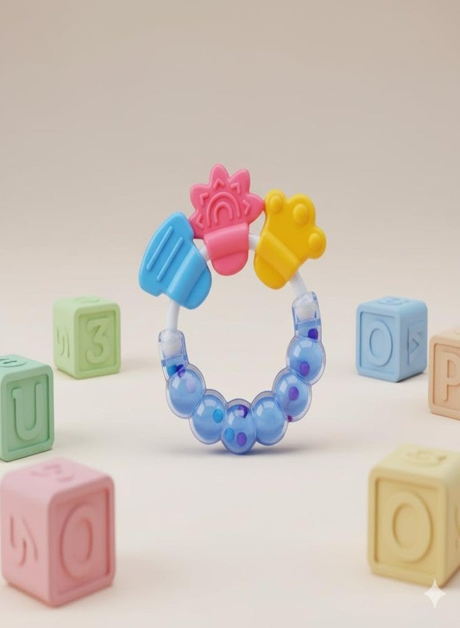 AEREX Baby Rattler Teether| Rattle Teething Toys | Soft and Natural Teether for Baby | Silicone Teether | Relief Soothing Sore Gums Chew Infants (Blue) - Image 1