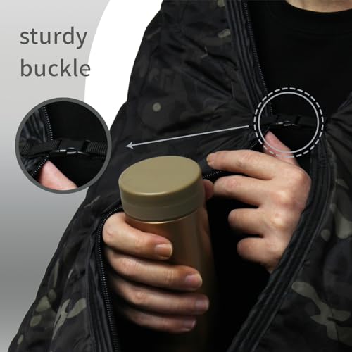 GRVCN Military Blanket Camping Sleeping Bag with Zipper Poncho Liner Thermal Insulated Blanket Lightweight Portable Outdoor Hiking Survival Compression Carry Bag - Image 3