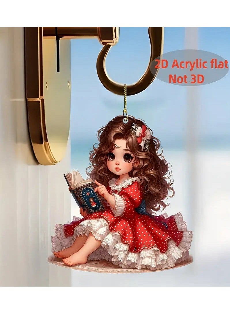 Generic Cute Girl Car Mirror Hanging Ornament and Keychain - Waterproof 2D Acrylic Decoration to Add a Unique Touch to Your Car and Keys  - Image 2