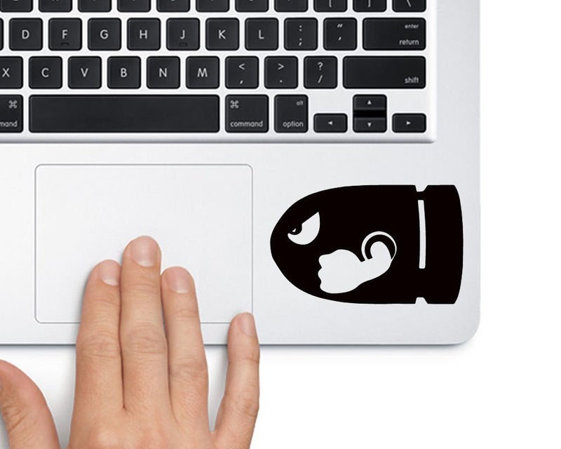 Mario Bullet Bill Punch Laptop Vinyl Sticker (Black)