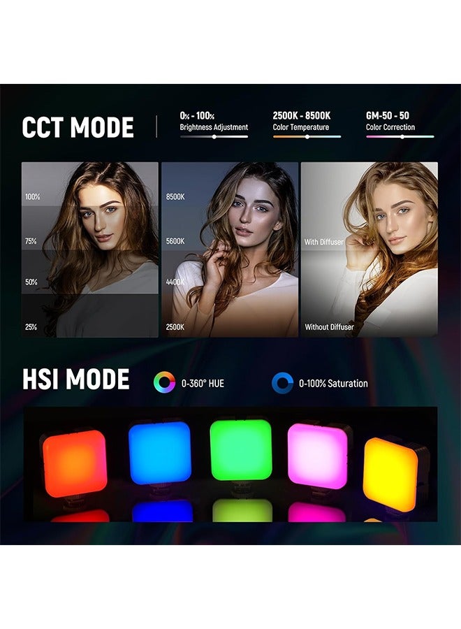 Neewer Magnetic RGB Video Light with Upgraded APP Control, 360° Full Color LED Camera Light with 3 Cold Shoes CRI97+ 2500K-8500K 17 Scenes 2000mAh Rechargeable Portable Photography Lighting  - Image 3
