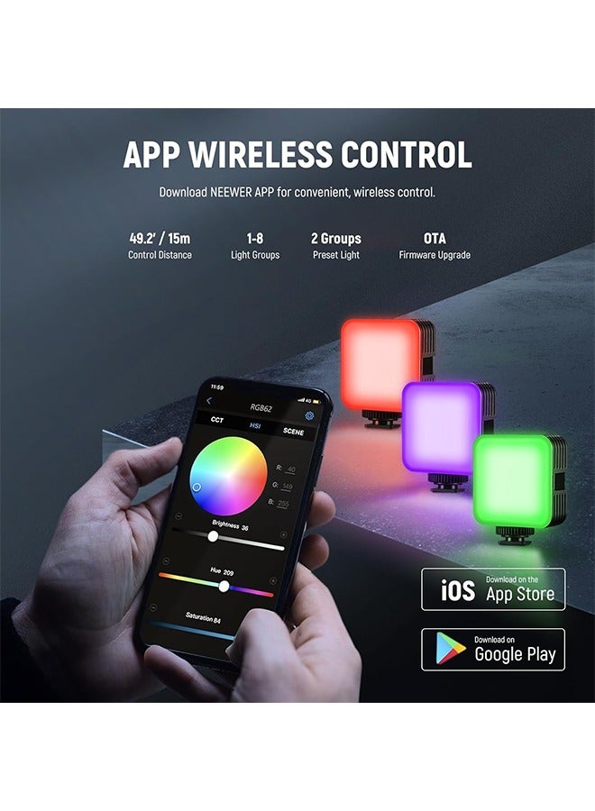Neewer Magnetic RGB Video Light with Upgraded APP Control, 360° Full Color LED Camera Light with 3 Cold Shoes CRI97+ 2500K-8500K 17 Scenes 2000mAh Rechargeable Portable Photography Lighting  - Image 4