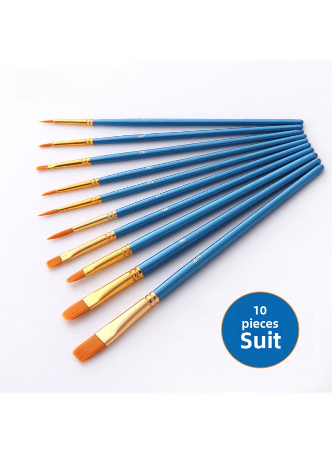 ZhuTing Pearlescent Blue Rod Watercolor Pen Set Nylon Hair Brush Oil Brush Set - Image 1