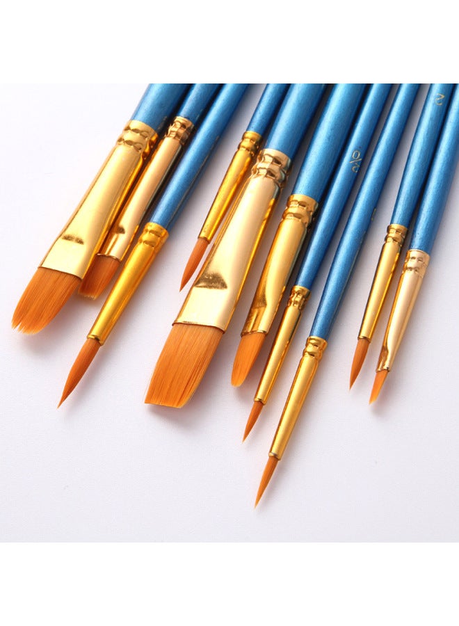 ZhuTing Pearlescent Blue Rod Watercolor Pen Set Nylon Hair Brush Oil Brush Set - Image 4