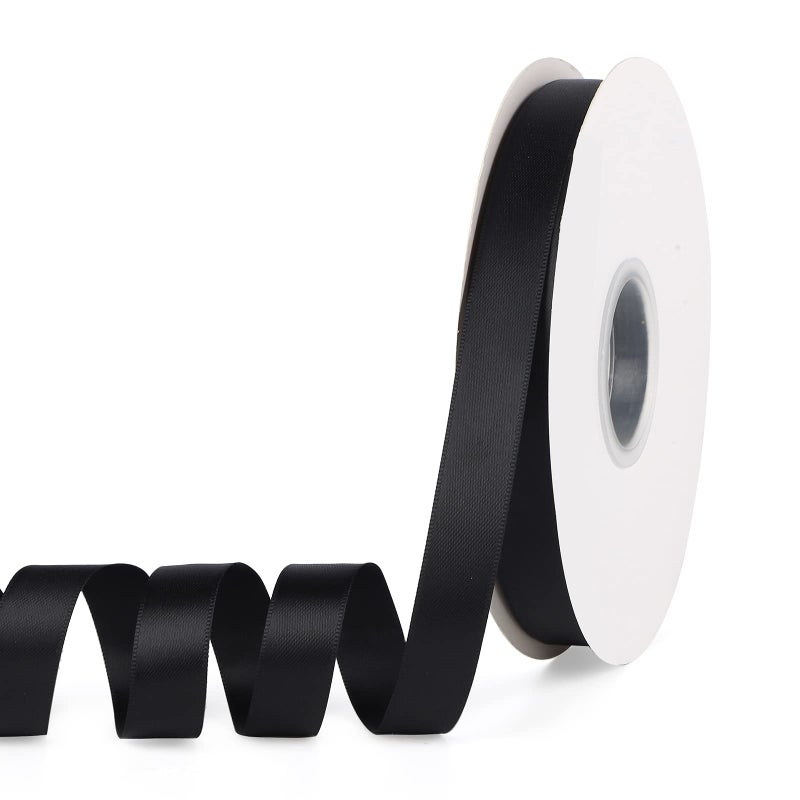 YBLANDEG Solid Color Black Satin Ribbon 58 inches X 50 YardsDouble Faced Polyester Fabric Ribbon for Gifts Wrapping Wedding Party Hair Crafts Bows DIY Decor Ornaments