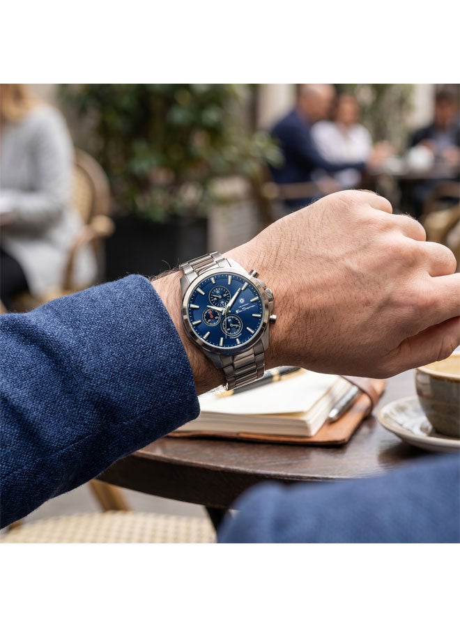 Ben Sherman Oxford Blue Dial Stainless Steel Bracelet Chronograph Watch for Men, 44mm - Image 5