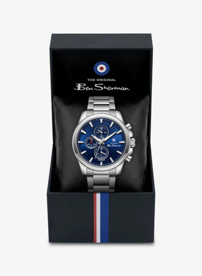 Ben Sherman Blue Oxford Blue Dial Stainless Steel Bracelet Chronograph Watch for Men, 44mm for Men | Best Price UAE