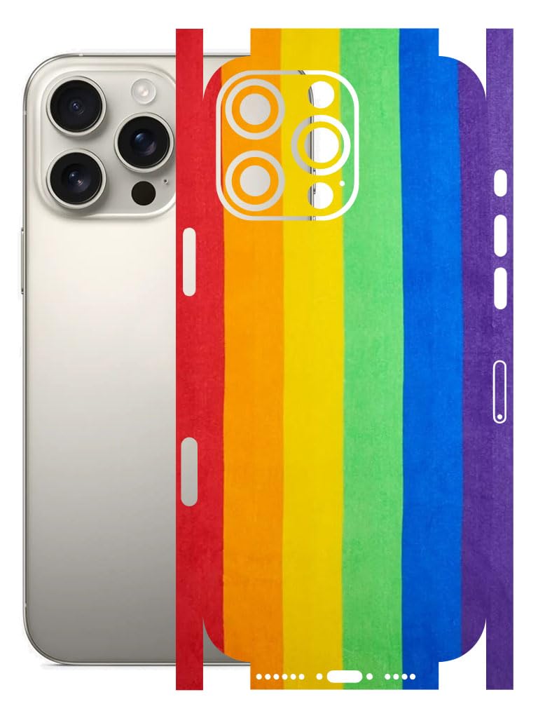 AtOdds - Full Body Back Screen Guard Protector Film - Lamination Wrap Skin Sticker for iPhone 16 Pro Max | Scratchproof Matte Finish (Design - Rainbow) - Image 1