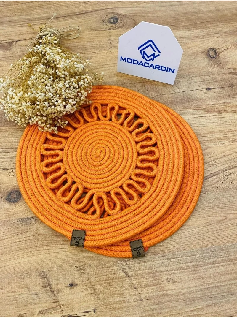 BDZ Deri BDZ Leather Jute Wicker American Service Plate 2 Pieces