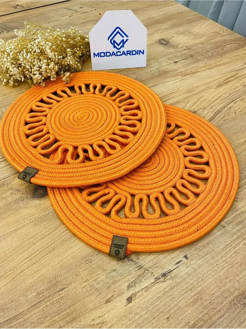BDZ Deri BDZ Leather Jute Wicker American Service Plate 2 Pieces