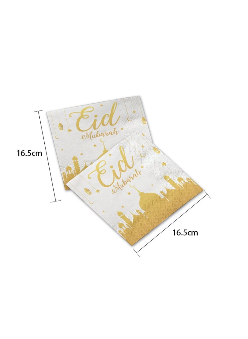 Eid Mubarak party supplies, disposable tableware set for 16 people, disposable tableware includes paper plates, paper cups, napkins, tableware set, banner, etc., 9 pieces in total. for ramadan parties - Image 5