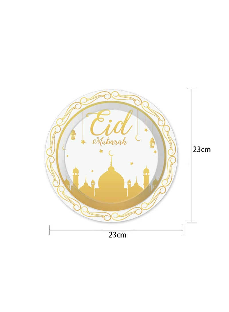 Eid Mubarak party supplies, disposable tableware set for 16 people, disposable tableware includes paper plates, paper cups, napkins, tableware set, banner, etc., 9 pieces in total. for ramadan parties - Image 3
