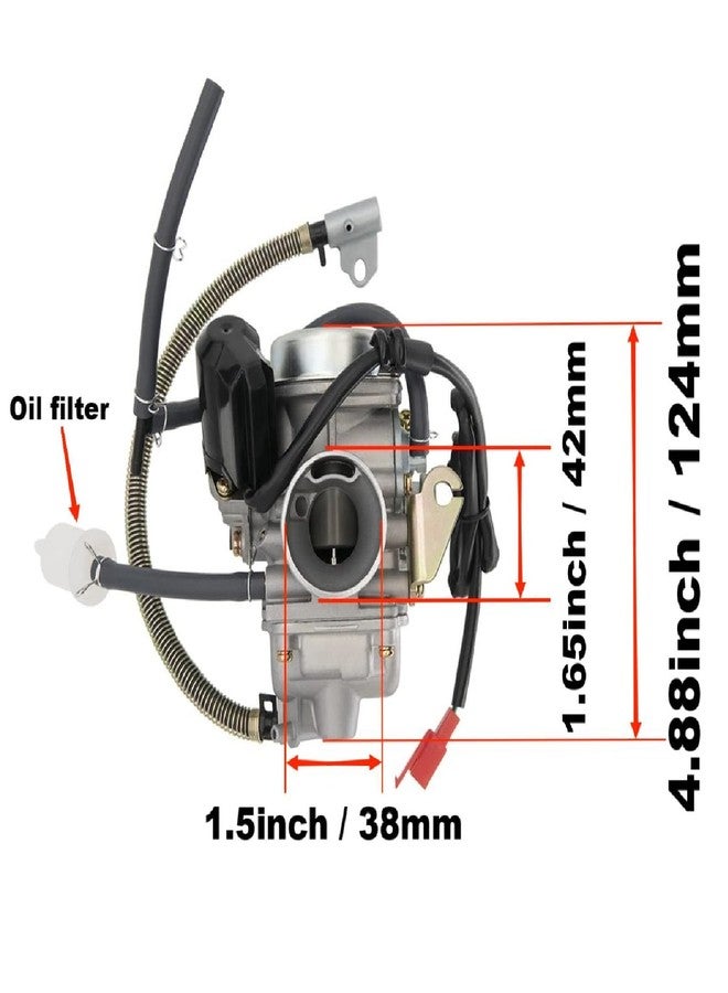 RYTIME PD24J GY6 150cc Carburetor Compatible for Moped ATV Go Kart Scooter 125cc 150cc 4-Stroke 150cc Engine Kazuma Taotao Roketa SunL Baja Eagle Chinese Go Kart GY6 Carb with Air Fuel Filter - Image 2