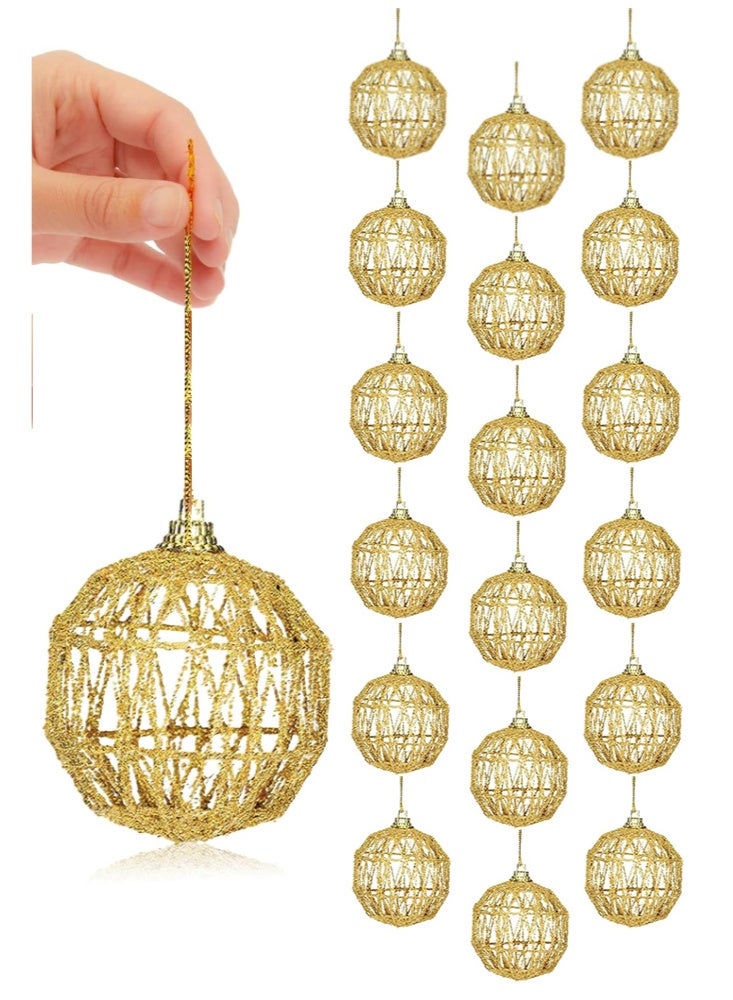 HI-FINE 18 كرة عيد الميلاد الذهبية - مجموعة زينة شجرة بريق الذهب 2.36" (18 قطعة) - Image 1