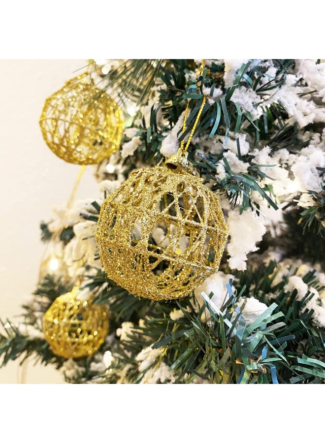 HI-FINE 18 كرة عيد الميلاد الذهبية - مجموعة زينة شجرة بريق الذهب 2.36" (18 قطعة) - Image 2