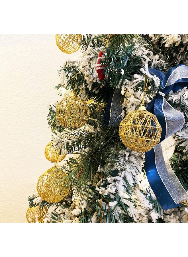 HI-FINE 18 كرة عيد الميلاد الذهبية - مجموعة زينة شجرة بريق الذهب 2.36" (18 قطعة) - Image 4