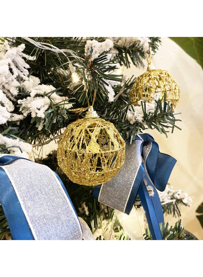 HI-FINE 18 كرة عيد الميلاد الذهبية - مجموعة زينة شجرة بريق الذهب 2.36" (18 قطعة) - Image 3