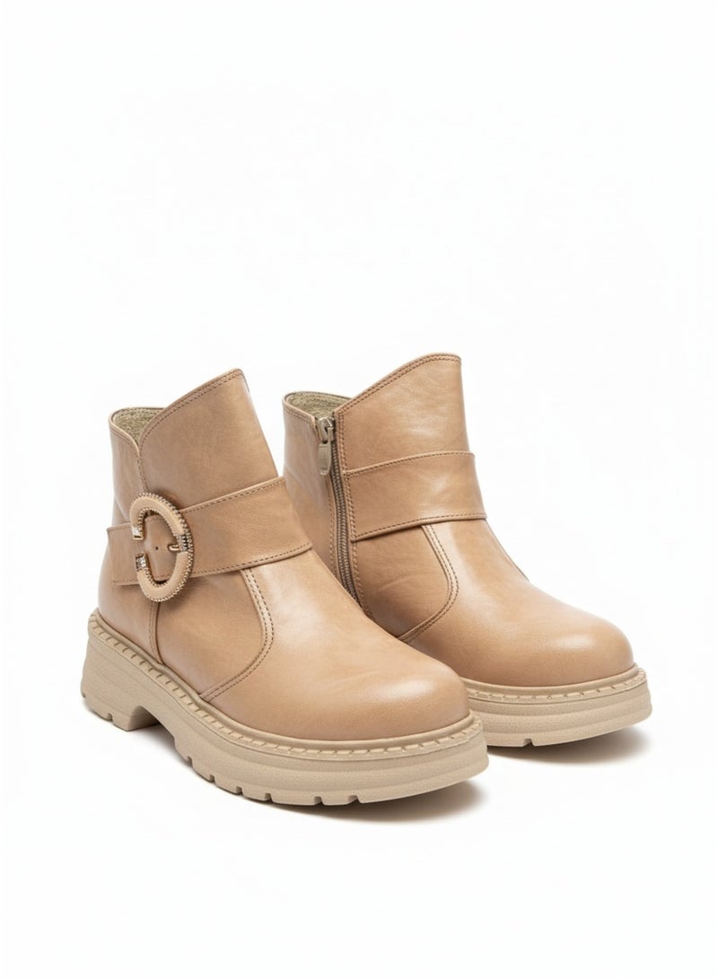 لايف ستيلاش  بوت للكاحل جلد للنساء G-55 - كافية - Image 2