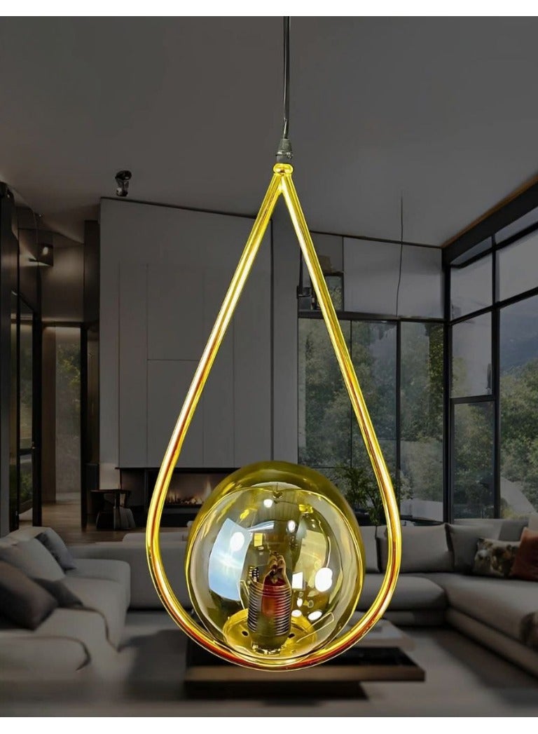 Modern single metal pendant with 1 bulb  High quality teardrop shaped material