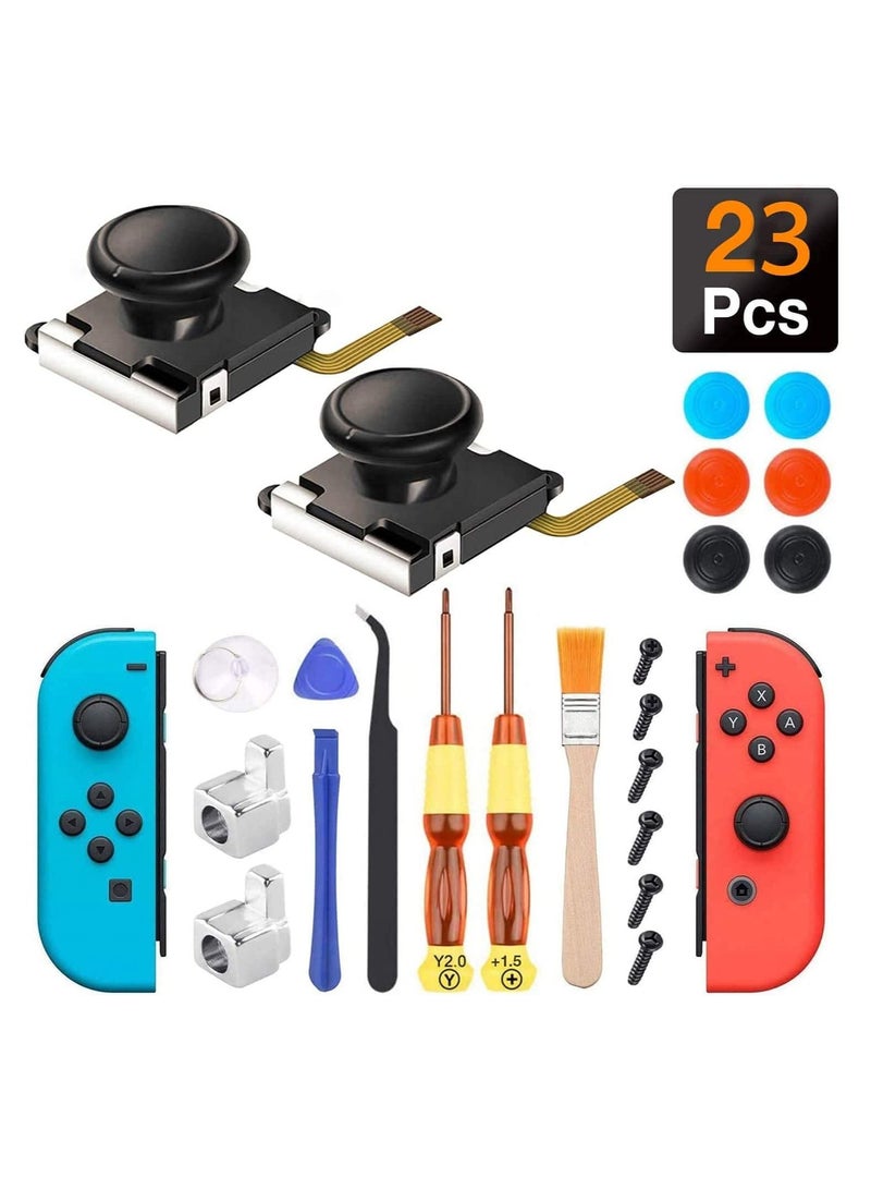 Excefore (2 Pack) Joystick Replacement for Joycon, Switch Analog Stick Parts Nintendo Joy Con Controller Thumbstick, Include Full Repair Tool Kit and 2 Metal Lock Buckles, Jon - Image 1