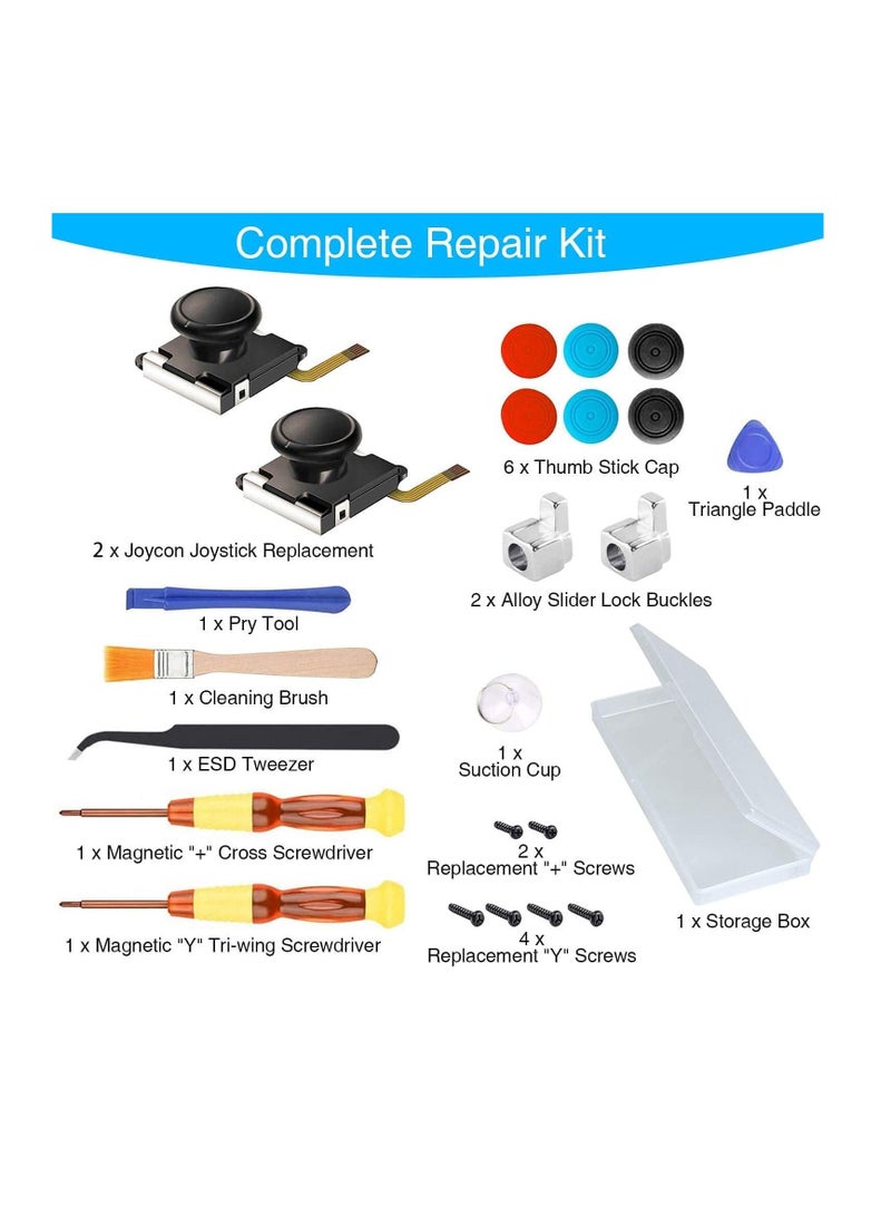 Excefore (2 Pack) Joystick Replacement for Joycon, Switch Analog Stick Parts Nintendo Joy Con Controller Thumbstick, Include Full Repair Tool Kit and 2 Metal Lock Buckles, Jon - Image 4
