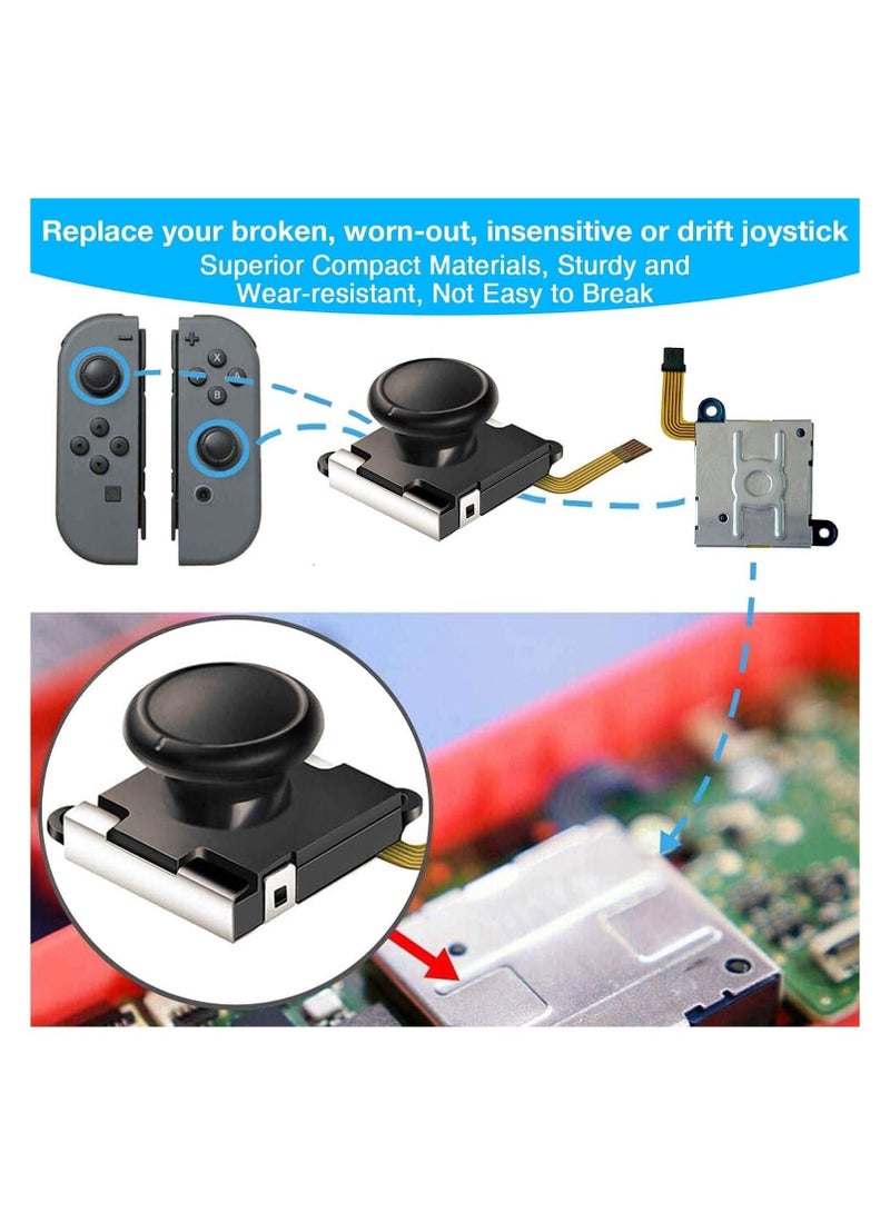 Excefore (2 Pack) Joystick Replacement for Joycon, Switch Analog Stick Parts Nintendo Joy Con Controller Thumbstick, Include Full Repair Tool Kit and 2 Metal Lock Buckles, Jon - Image 2