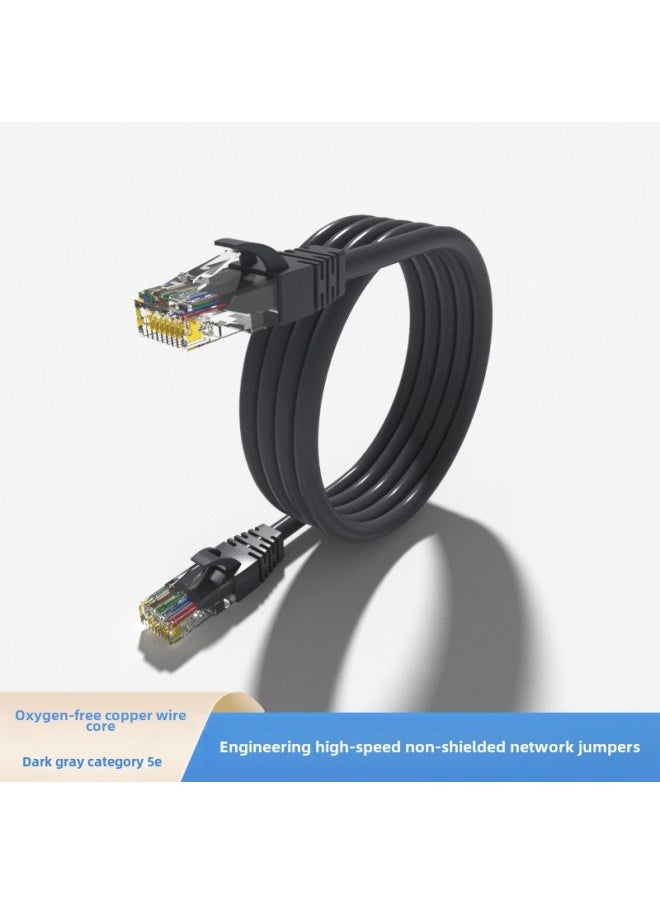 Generic Household Engineering FS/UTP Super Category 5 Or 6 Unshielded Jumper Network Connection Line Oxygen-Free Copper Network Cable Gigabit Computer-Color:Ultra Class 5 Non-shielded Jumper (dark Gray) Oxygen-free Copper-Line Length:0.5 M  - Image 1